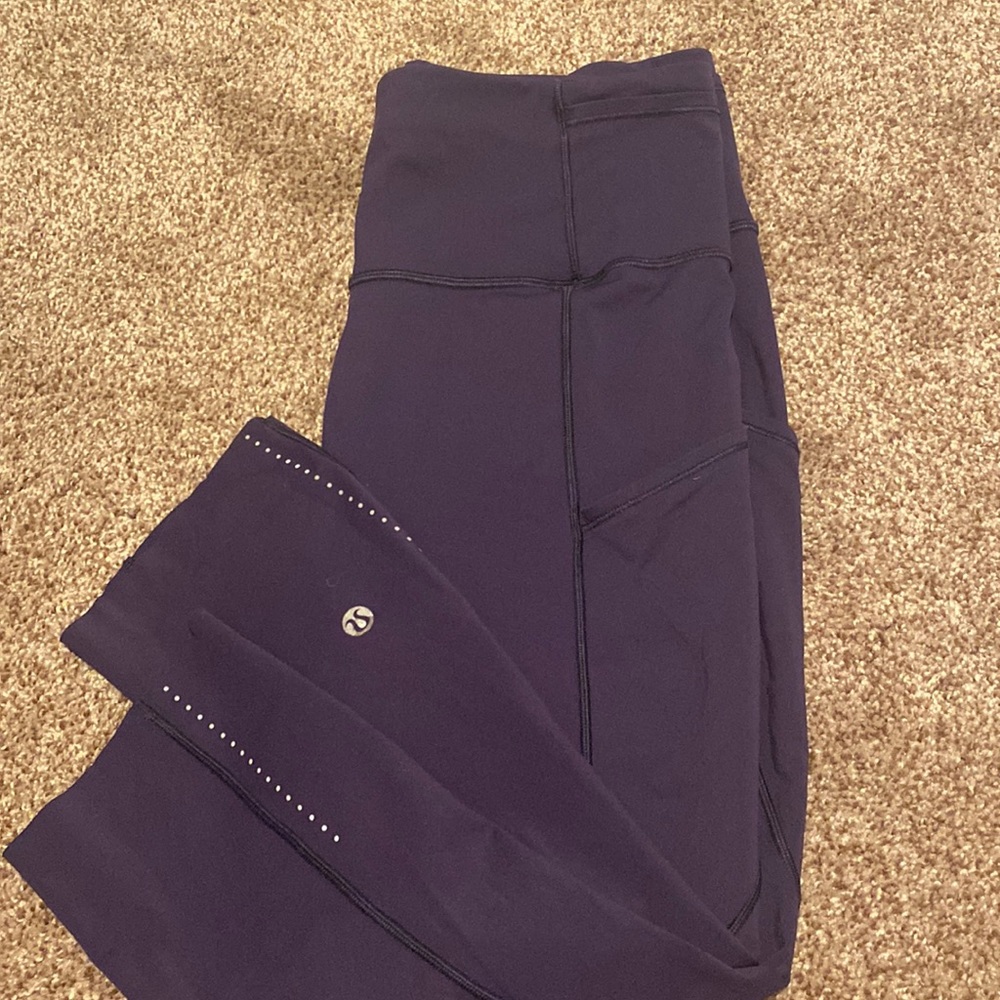 Purple Lululemon running pants 19in